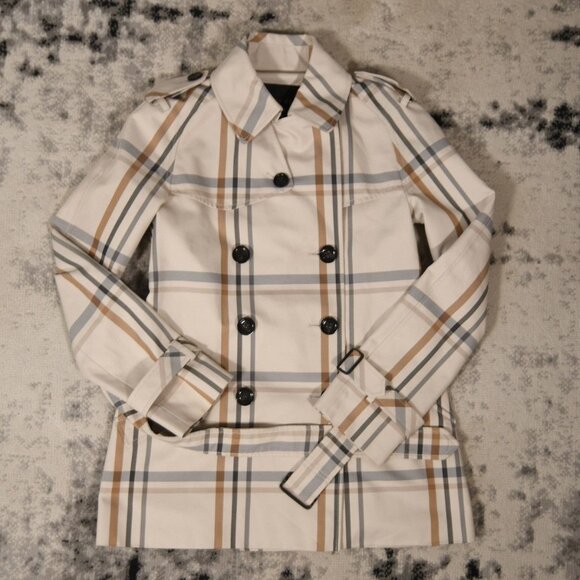 Coach Plaid Trench Coat Jacket - Picture 1 of 7